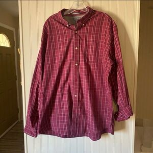 Eddie Bauer Shirt Men's Size XL Maroon Plaid Button Down